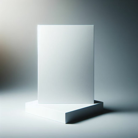 Blank white box for product display on grey background. 3d renderingの素材