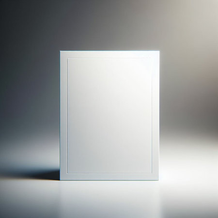 Blank white photo frame on a gray background. 3d renderingの素材