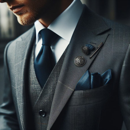 Elegant man in a suit and tie with cufflinks.の素材
