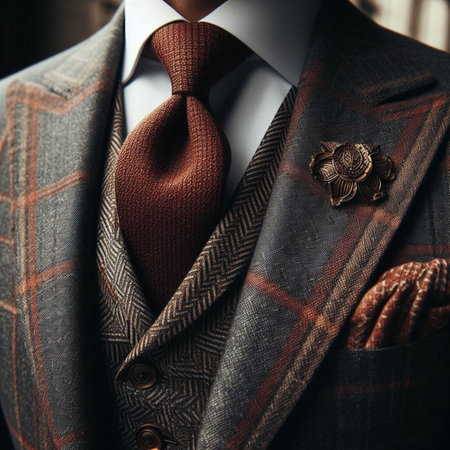Elegant man's suit and tie. Close-up.の素材