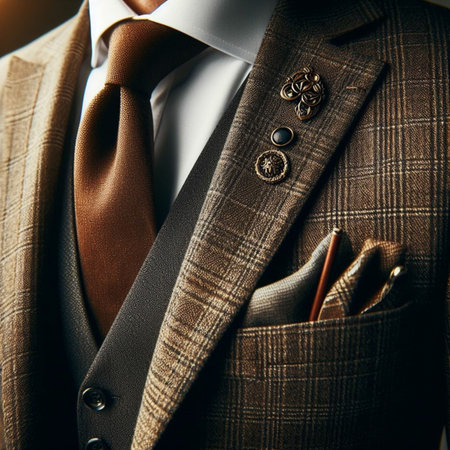 Elegant man in suit and tie closeup. Luxury fashion.の素材