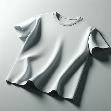 Blank t-shirt mockup on grey background. 3d renderの素材