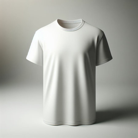 White t-shirt on a gray background. 3d rendering.の素材