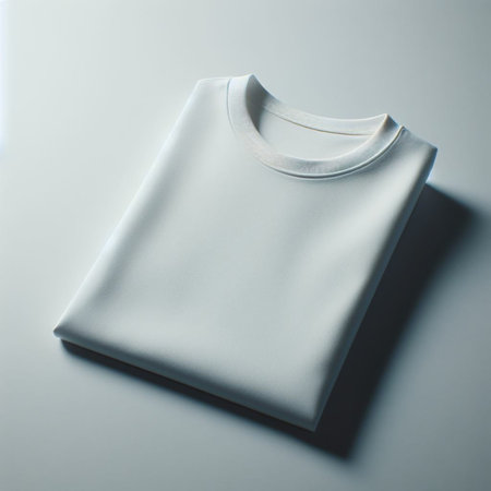 Blank white t-shirt on a gray background. Toned.の素材