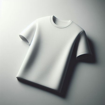 Blank white t-shirt mockup, 3d render.の素材
