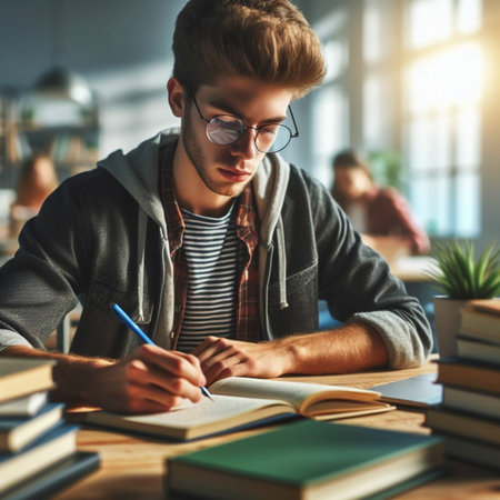 Focused person on computer in officeの素材