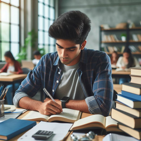 Focused person on computer in officeの素材