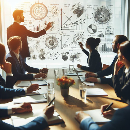 Business people working and communicating in modern office. Teamwork concept.の素材