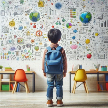 Child in a classroomの素材