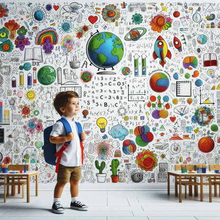 Child in a classroomの素材