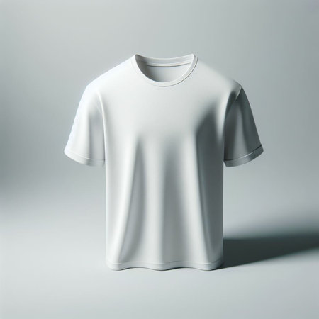 Blank white t-shirt mockup, front view. 3d renderingの素材