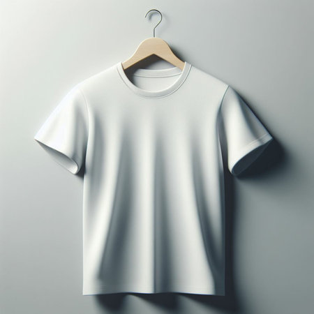Blank white t-shirt on hanger, 3d renderの素材