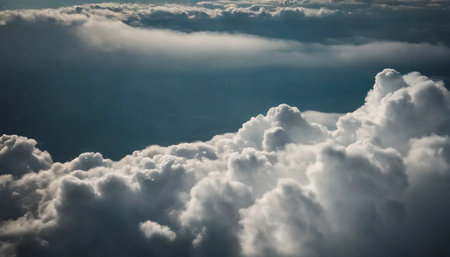 Cloudscape, view from the window of an airplane flying above the cloudsの素材