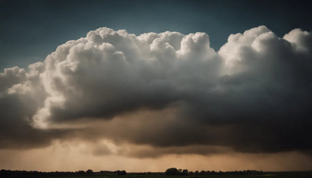 Stormy clouds in the sky over the field. Nature composition.の素材