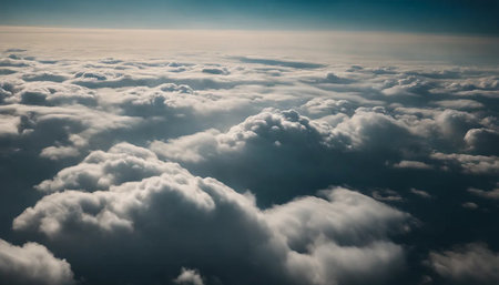 Cloudscape. View from the window of an airplane flying above the clouds.の素材