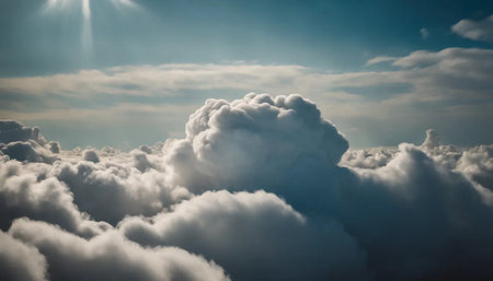 Cloudscape, view from the window of an airplane flying above the cloudsの素材
