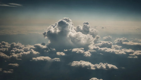 Cloudscape, view from the window of an airplane flying above the cloudsの素材