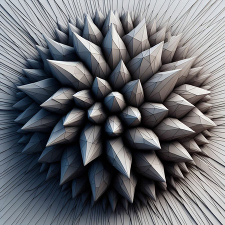 Abstract 3d rendering of chaotic polygonal object. Futuristic background.の素材