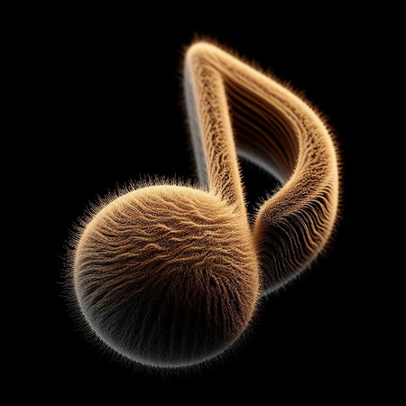 3d rendering of a golden musical note isolated on a black backgroundの素材
