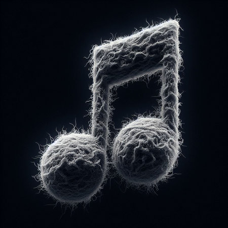music note on a dark background, 3d render, black and whiteの素材