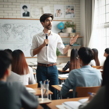 Businessman giving a speech in conference room. Business meeting concept.の素材