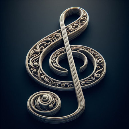 treble clef on a black background. 3d illustration.の素材
