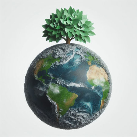 Green tree on the Earth. Ecology concept. Elements of this image furnished by NASAの素材