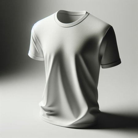 Blank t-shirt mockup on gray background. 3d renderingの素材