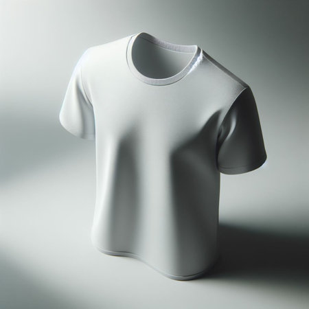 White t-shirt on a gray background. 3d rendering.の素材