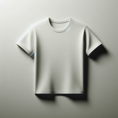 Blank t-shirt mockup on grey background. 3d renderingの素材