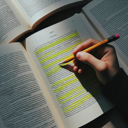 Woman writing on a book with pencils, close-up shotの素材