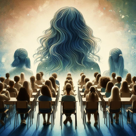 Group of people sitting in a conference room with a cloud in the skyの素材