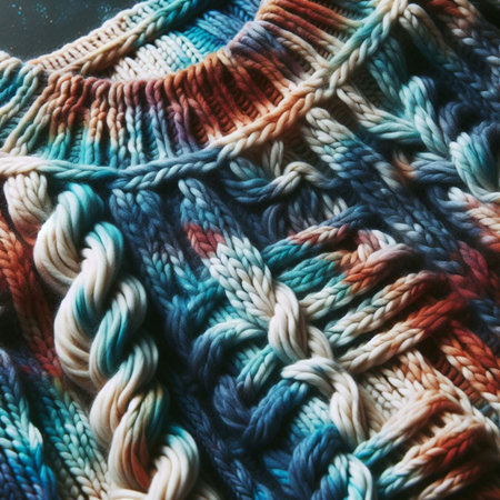 Multicolored knitted fabric as a background. Close-upの素材