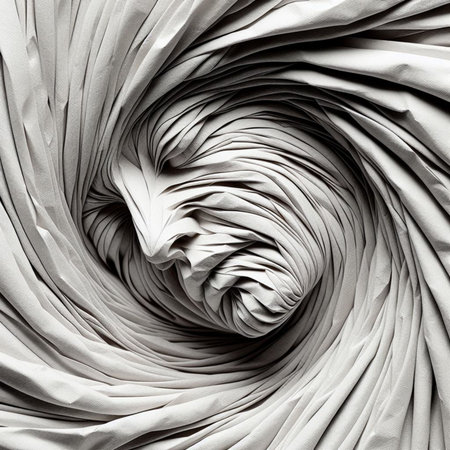 abstract background of crumpled fabric in black and white colorsの素材