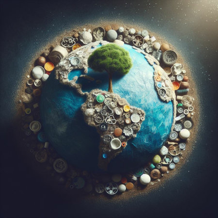 Planet earth with a tree in the center. Conceptual image.の素材