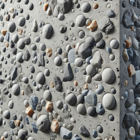 Background of stone wall texture with pebble pattern, close upの素材