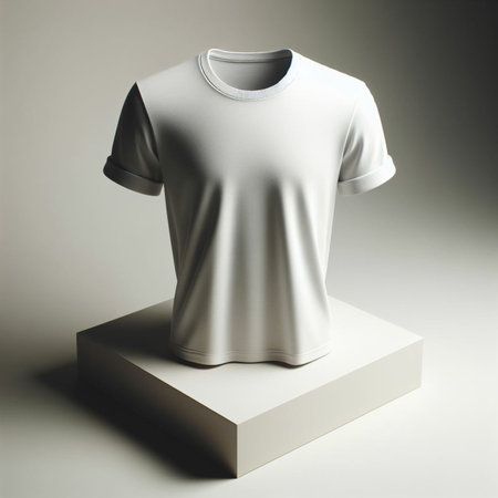 Blank white t-shirt mockup, front view. 3D renderingの素材
