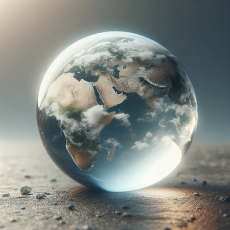 Earth planet in glass ball. Elements of this image furnished by NASAの素材