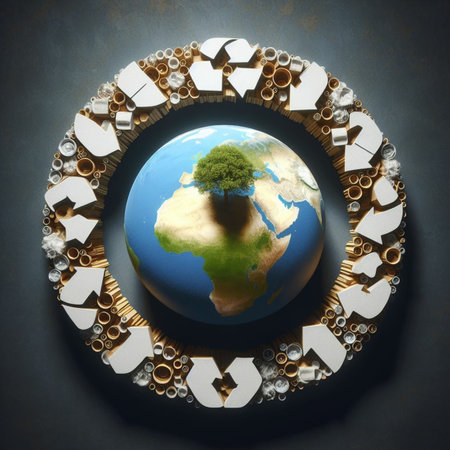 Earth globe surrounded by cogwheels. Elements of this image furnished by NASAの素材