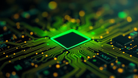Close-up of electronic circuit board. Technology concept. Selective focus.の素材