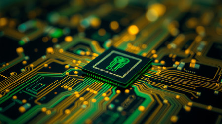 Close up of electronic circuit board. Technology and electronics concept background.の素材