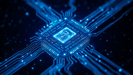 Circuit board futuristic technology background. 3d rendering toned imageの素材