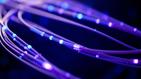 fiber optic network high speed connection data technology concept. 3d renderingの素材