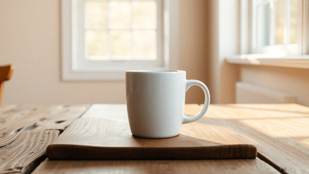 Cup of coffee on wooden table in cafe, closeup viewの素材
