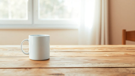 Coffee cup on wooden table in coffee shop - vintage filterの素材