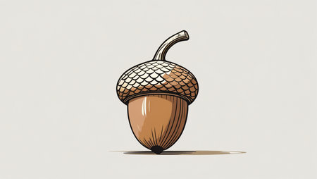 Illustration of an acorn on a white background, vector illustrationの素材