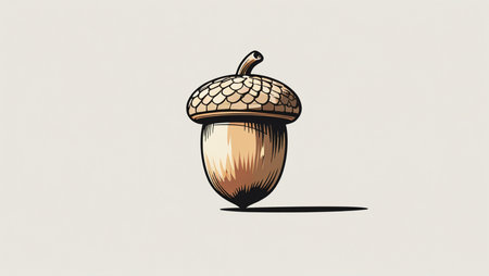 Acorn on a white background. Vector illustration of an acorn.の素材