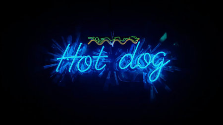 Hot Dog neon sign on a black background. 3D Renderingの素材