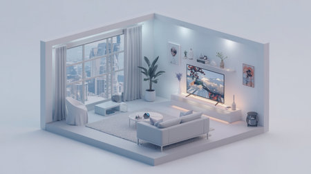Interior of a modern living room. 3d render illustration.の素材