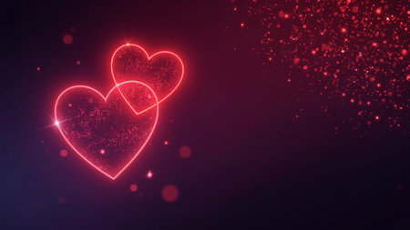 Valentine's day background with glowing hearts. Vector illustration.の素材